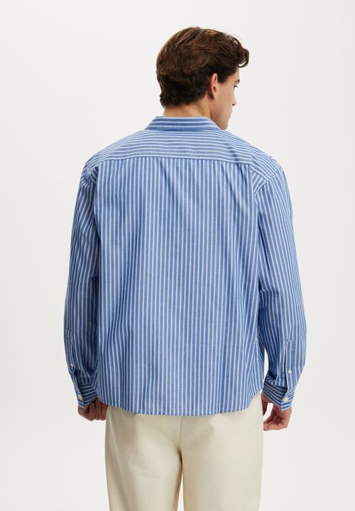 Cotton On - Bedford Long Sleeve Shirt - Indigo Stripe