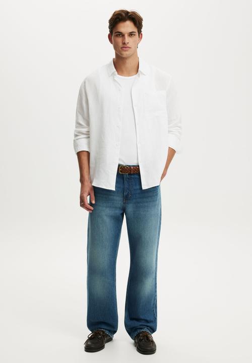 Cotton On - Relaxed Linen Long Sleeve Shirt - White