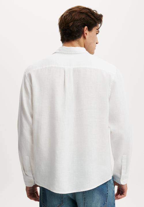 Cotton On - Relaxed Linen Long Sleeve Shirt - White