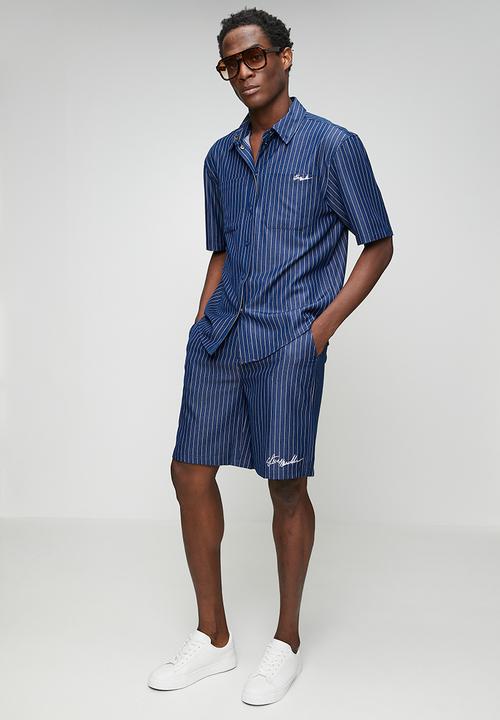 Steve Madden - Mens Patrick Pin Stripe Shorts - Navy Pin Stripe