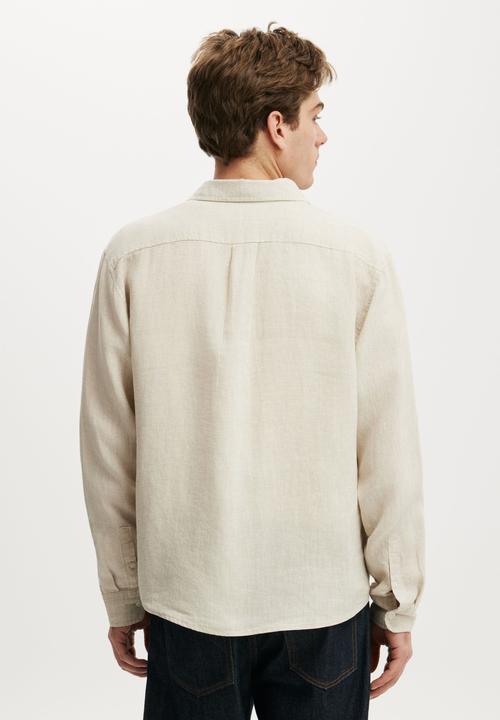Cotton On - Relaxed Linen Long Sleeve Shirt - Oatmeal