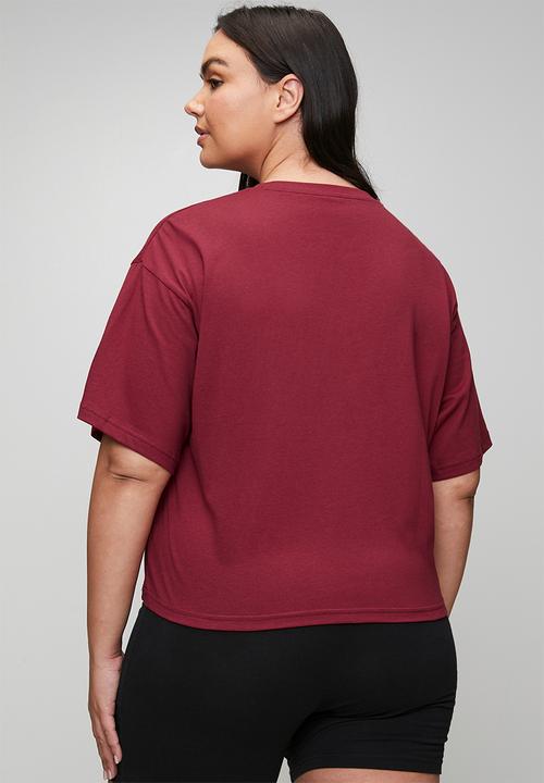 PUMA - Plus ess cropped no. 1 logo relaxed tee - garnet glow