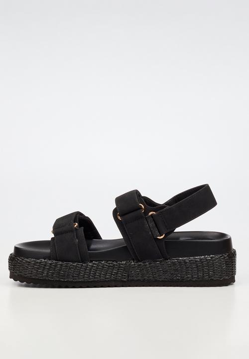 Miss Black - Emory 1 chunky strap wedge - black