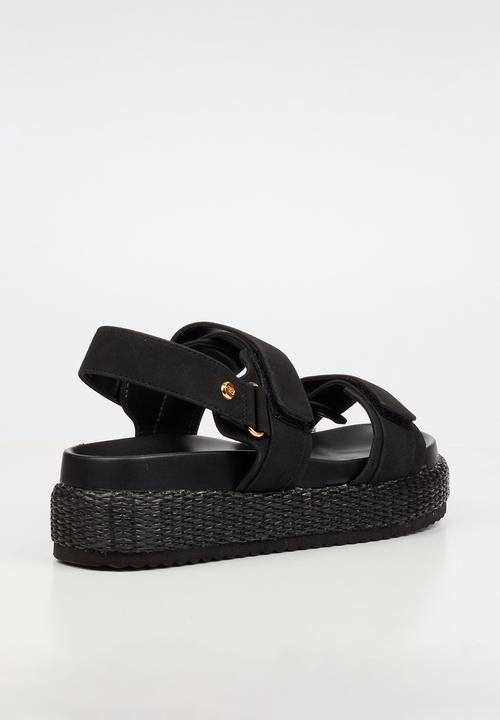 Miss Black - Emory 1 chunky strap wedge - black