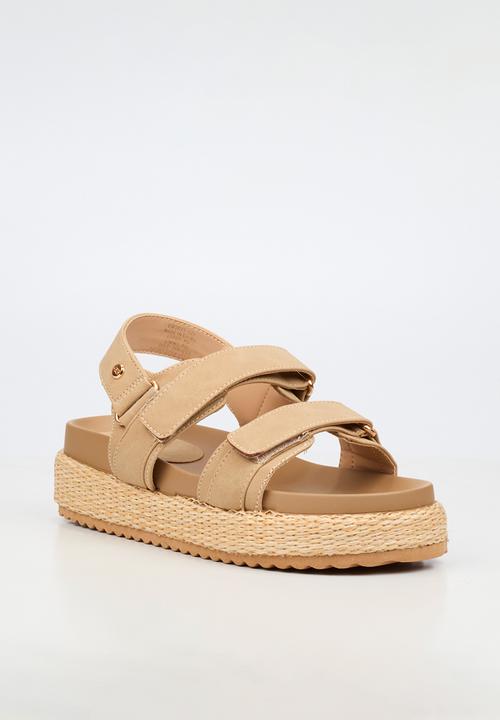Miss Black - Emory 1 chunky strap wedge - natural
