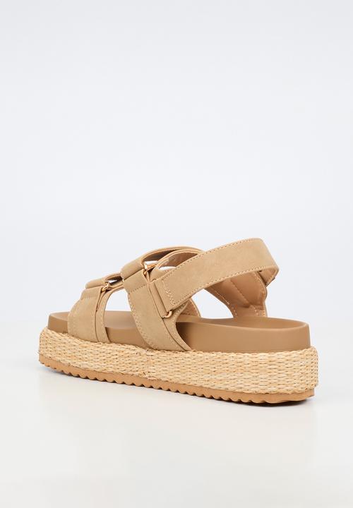 Miss Black - Emory 1 chunky strap wedge - natural