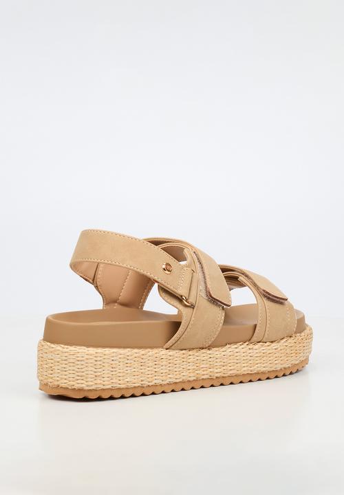 Miss Black - Emory 1 chunky strap wedge - natural