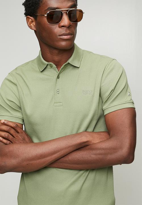 POLO - MENS PJC SS RIBBED GOLFER - Green