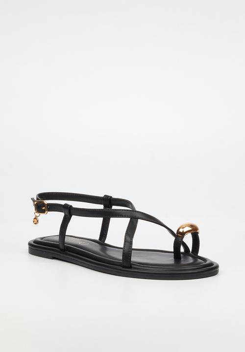 Miss Black - Kali 8 gold trim sandal - black