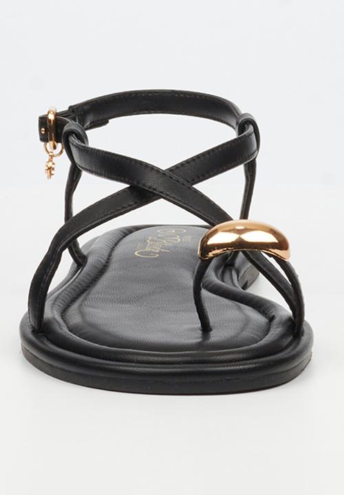 Miss Black - Kali 8 gold trim sandal - black