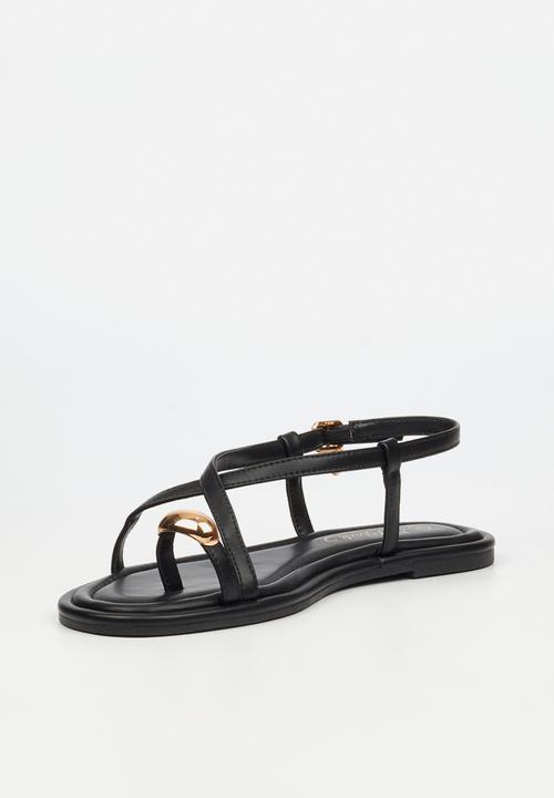 Miss Black - Kali 8 gold trim sandal - black