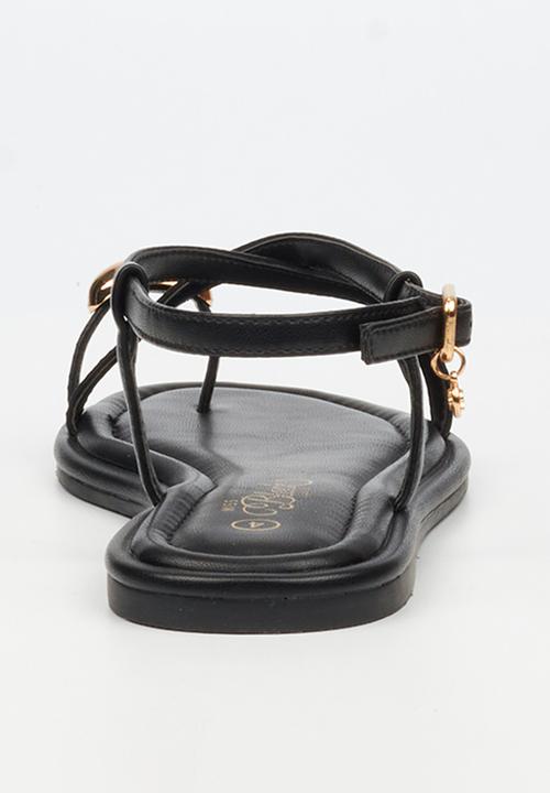 Miss Black - Kali 8 gold trim sandal - black