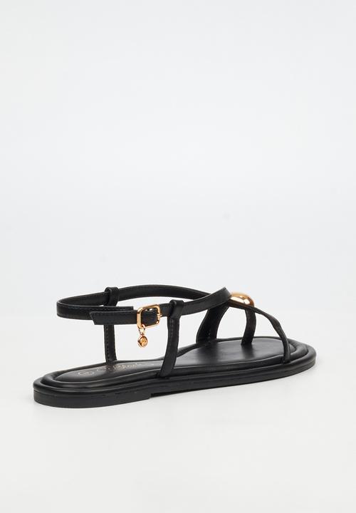 Miss Black - Kali 8 gold trim sandal - black