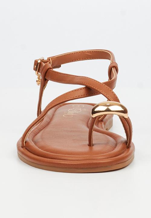 Miss Black - Kali 8 gold trim sandal - tan
