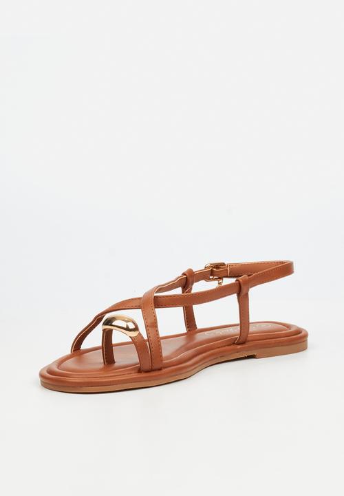 Miss Black - Kali 8 gold trim sandal - tan