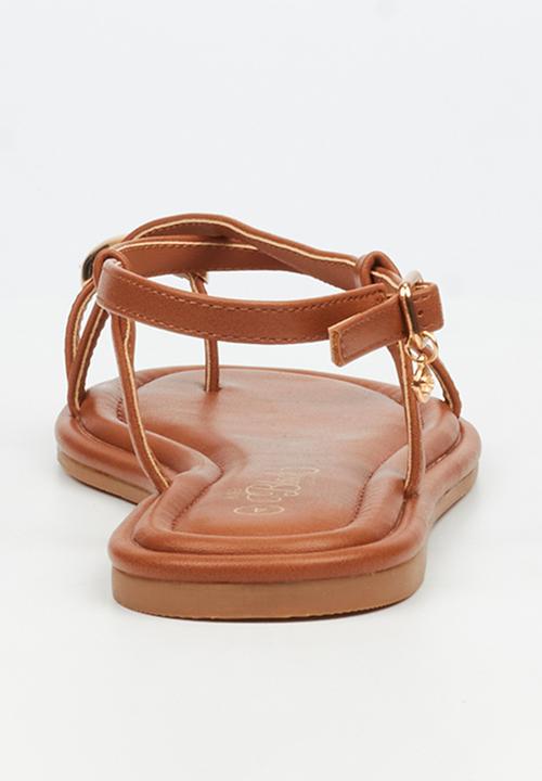 Miss Black - Kali 8 gold trim sandal - tan