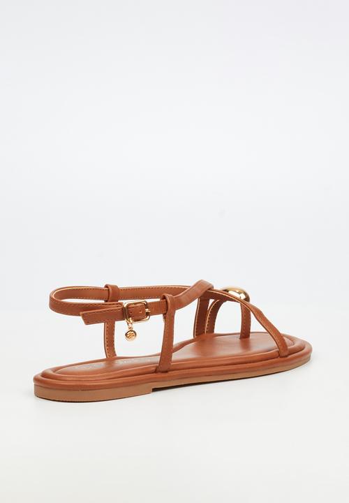 Miss Black - Kali 8 gold trim sandal - tan