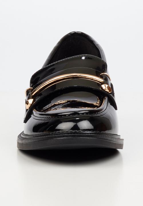 Miss Black - Lizi 2 gold trim loafer - black
