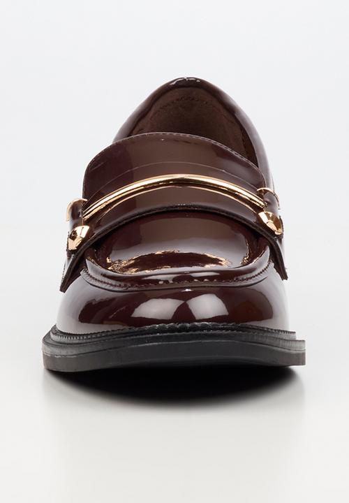 Miss Black - Lizi 2 gold trim loafer - chocolate