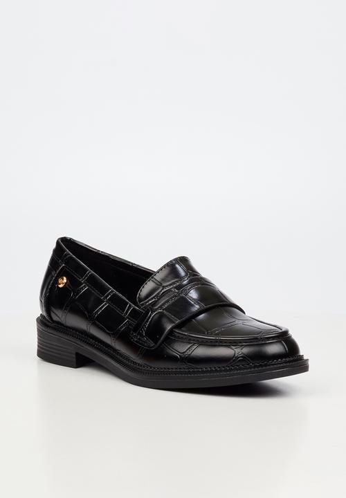 Miss Black - Lizi 3 croc print loafer - black