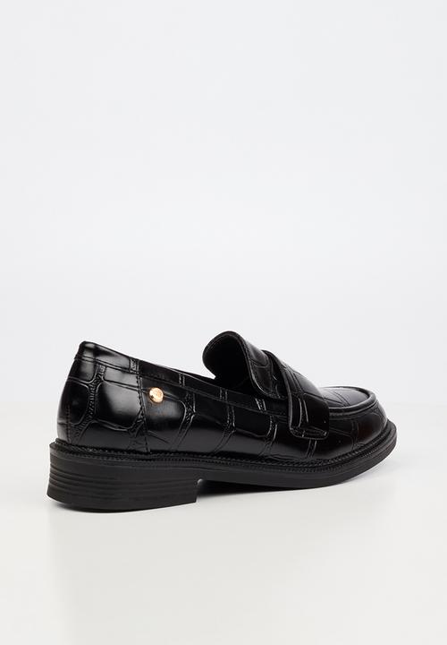 Miss Black - Lizi 3 croc print loafer - black