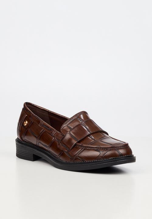 Miss Black - Lizi 3 croc print loafer - chocolate