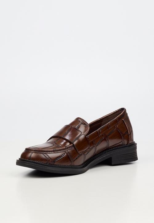 Miss Black - Lizi 3 croc print loafer - chocolate