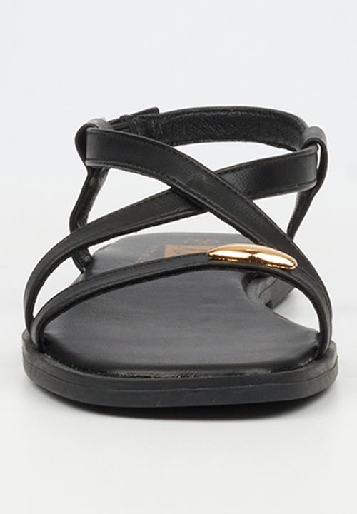 Little Miss Black - Amy 2 Gold Trim Sandal - Black