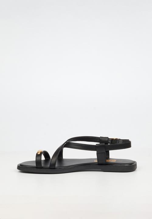 Little Miss Black - Amy 2 Gold Trim Sandal - Black