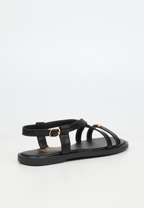 Little Miss Black - Amy 2 Gold Trim Sandal - Black