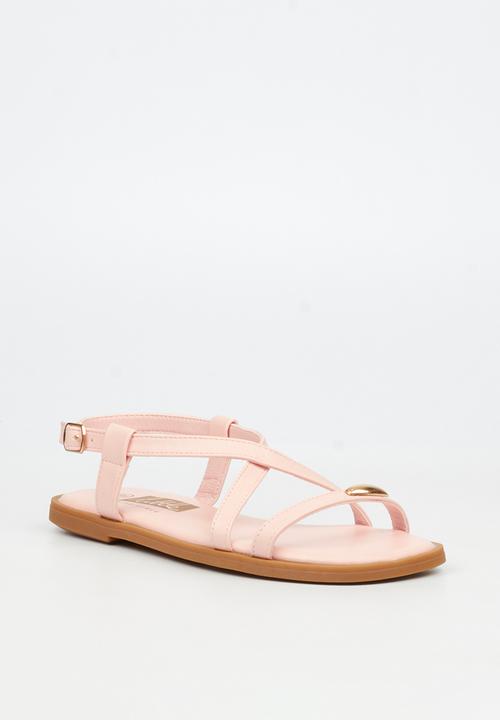 Little Miss Black - Amy 2 Gold Trim Sandal - Pink