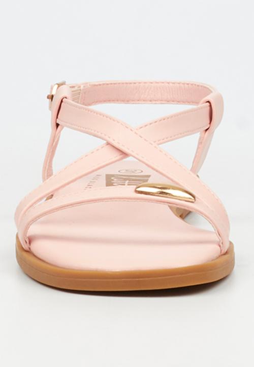 Little Miss Black - Amy 2 Gold Trim Sandal - Pink