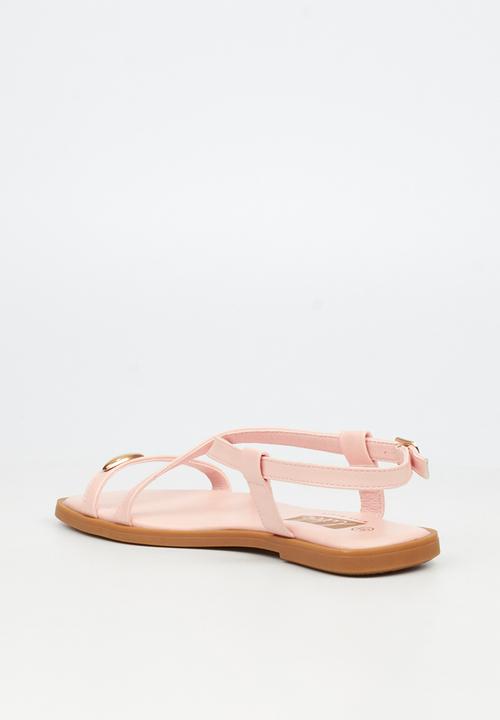 Little Miss Black - Amy 2 Gold Trim Sandal - Pink
