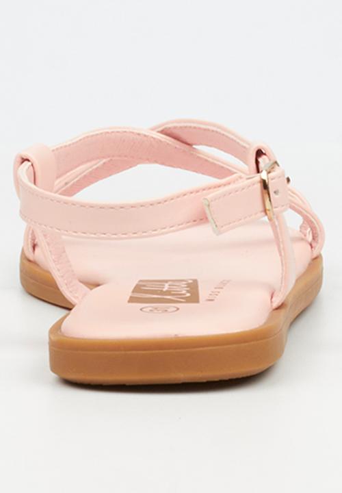 Little Miss Black - Amy 2 Gold Trim Sandal - Pink
