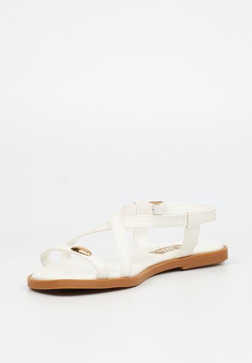 Little Miss Black - Amy 2 Gold Trim Sandal - White