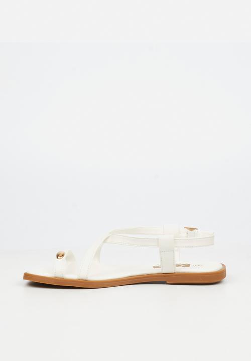 Little Miss Black - Amy 2 Gold Trim Sandal - White