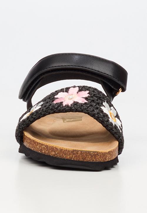 Little Miss Black - Iris 1 Raffia Cork Sandal - Black