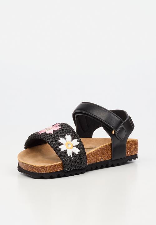 Little Miss Black - Iris 1 Raffia Cork Sandal - Black