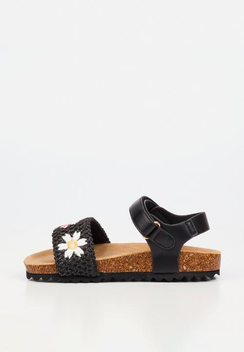 Little Miss Black - Iris 1 Raffia Cork Sandal - Black