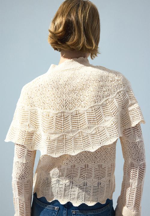 H&M - Lace-look cape top - cream