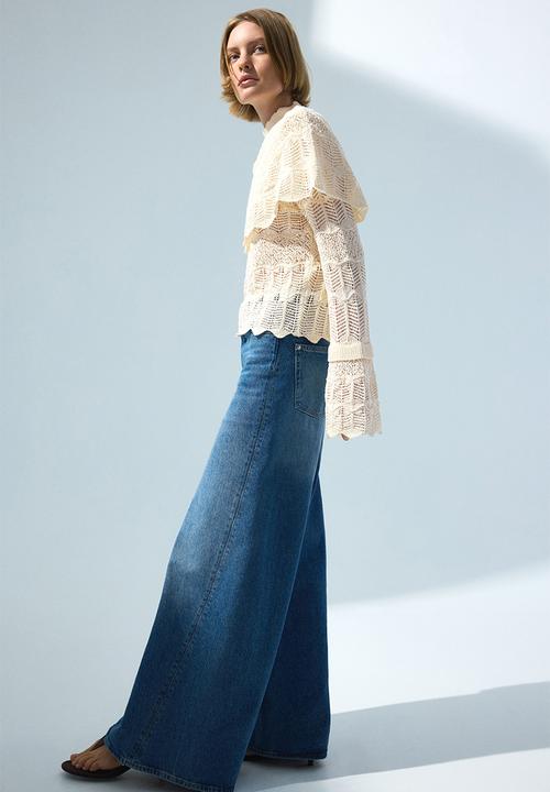 H&M - Lace-look cape top - cream