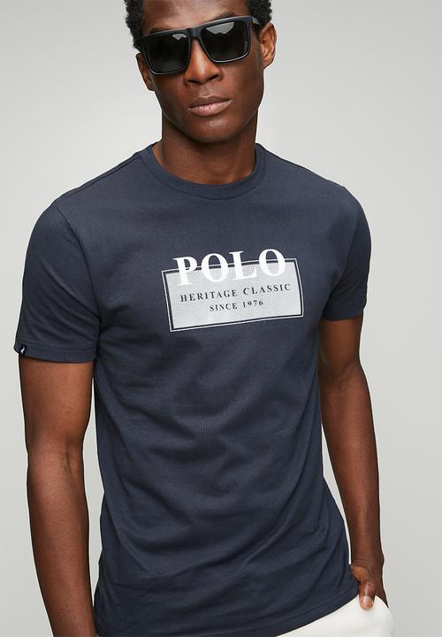 POLO - Mens hd twill and logo short sleeve  T-shirt - navy