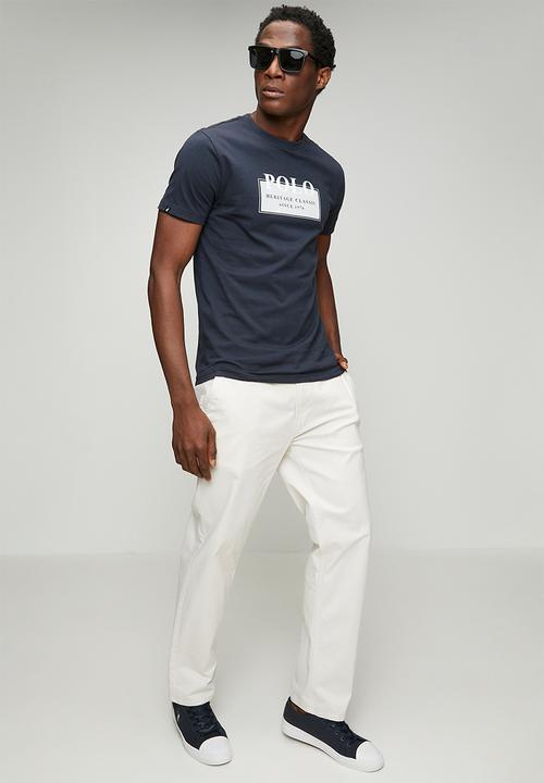 POLO - Mens hd twill and logo short sleeve  T-shirt - navy