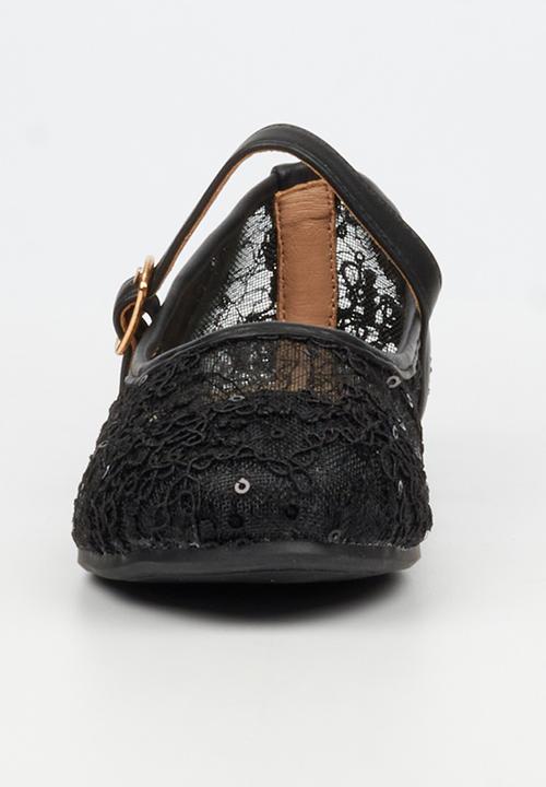 Little Miss Black - Lovely 1 Lace Mary-Jane Pump - Black