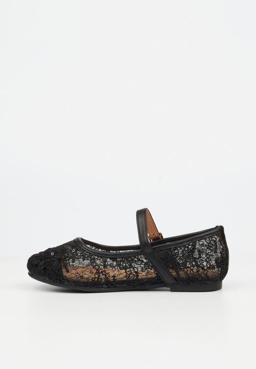 Little Miss Black - Lovely 1 Lace Mary-Jane Pump - Black