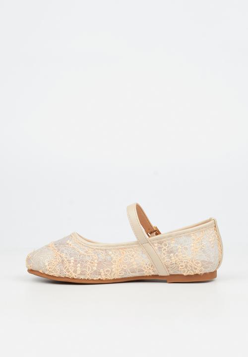 Little Miss Black - Lovely 1 Lace Mary-Jane Pump - Natural