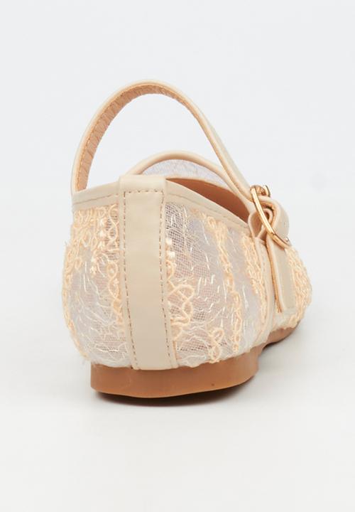 Little Miss Black - Lovely 1 Lace Mary-Jane Pump - Natural