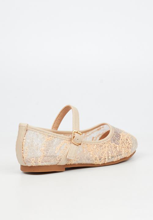 Little Miss Black - Lovely 1 Lace Mary-Jane Pump - Natural