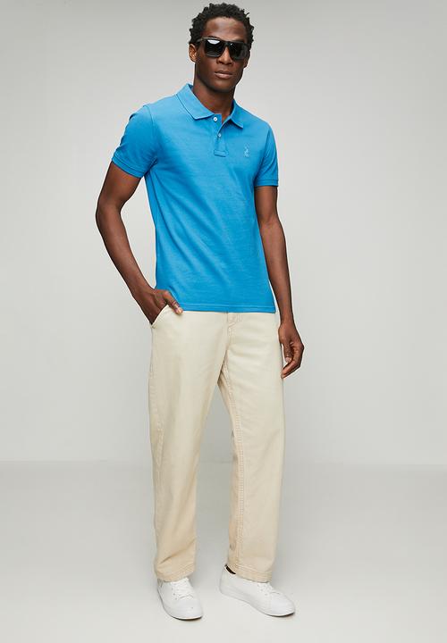POLO - Mens essential pique short sleeve golfer  - blue
