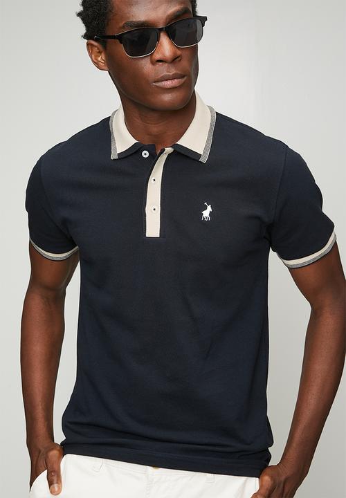 POLO - Mens tipped pique ss golfer - navy